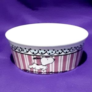 Peanuts Snoopy Round Pet Bowl Pink Stripes Stonewa
